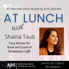 Discussions, December 12, 2024, 12/12/2024, A Convesration with Shaina Taub, Tony Award-Winning Creator of Broadway's Suffs (online)